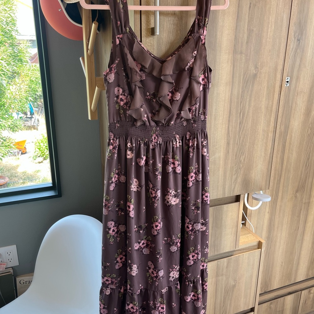 LC Lauren Conrad Brown Floral Maxi Dress